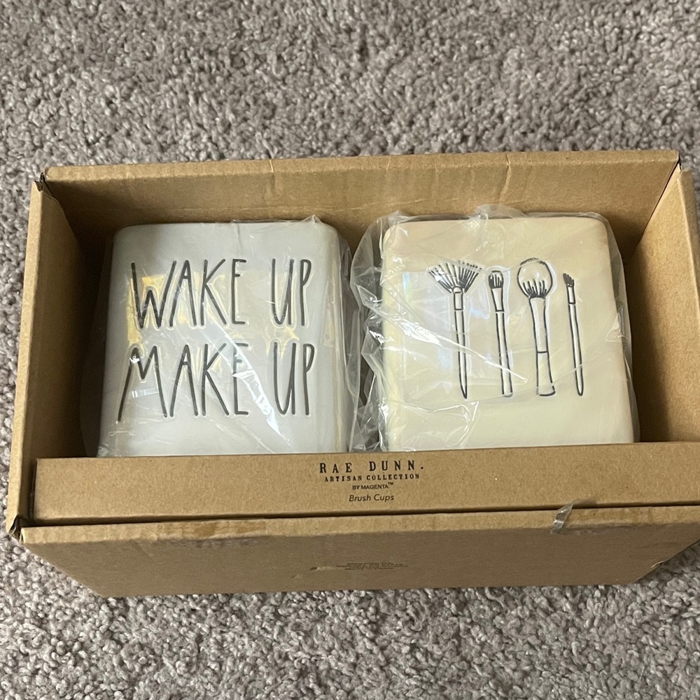 Rae Dunn White and Cream Brush Holders
